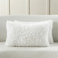 FUTEI Cream White Decorative Throw Pillow Covers 12x20 Inch Set of 2,Soft Fluffy Faux Wool Fur Boucle Textured Lumbar Pillow Case,Modern Home Decor for Couch Bed Living Room Office
