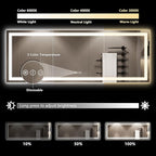 96x36 Inch LED Bathroom Mirror with Lights Front and Backlit Lighted Vanity Mirror for Bathroom Wall with 3 Colors Dimmable Anti-Fog Memory Shatter-Proof IP54 Waterproof Horizontal/Vertical