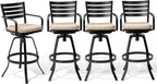 Pellebant 29.5" Sunbrella Outdoor Bar Stools Set of 2, Aluminum Swivel Patio Bar Height Bar Stools with Back & Footrest, Rust-Proof High Barstools for Deck Lawn Garden, Beige