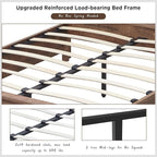 ACCOHOHO Farmhouse Queen Size Bed Frame with 52" Tall Headboard, Wood Platform Bedframe with Footboard and Storage Drawers, No Squeak, No Box Spring Needed, Light Brown