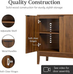 Best Choice Products 2-Door Modern Storage Cabinet, Buffet, Sideboard, Media Cabinet, Cupboard, Entryway Accent Table, Bookcase w/Reeded Panels and Adjustable Shelves – Walnut