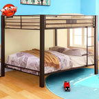 Higher Quality & Stronger Metal Queen Over Queen Bunk Bed, Thickened Heavy Duty More Stable Safer Black Steel Bunkbed Bunk Queen Bed (Easier to Assemble) (Queen Over Queen-1)