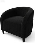 GarveeHome Accent Chair Living Room Chairs Barrel Boucle Chairs Comfy Armchairs for Bedroom Reading Room Reception Chairs(Black)