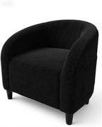 GarveeHome Accent Chair Living Room Chairs Barrel Boucle Chairs Comfy Armchairs for Bedroom Reading Room Reception Chairs(Black)