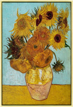 Wieco Art Framed Canvas Wall Art Size L Sunflower by Vincent Van Gogh Oil Paintings Reproduction Abstract Wall Decorations for Living Room Golden Frame Home Decorations