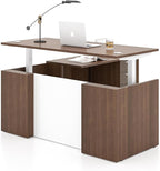 Adjustable Height Executive Standing Desk | Dual Motor Electric Sit-Stand Workstation with 4 Memory Handsetctric Sit-Stand Desk with Lockable Storage (1, L-Shape)