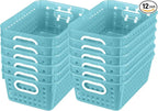Really Good Stuff Medium Plastic Book Baskets, 11" by 7.5" by 4.5" - 12 Pack, Water, Versatile Storage Solution for Classroom, Home and Office, Toy Storage, Multi-Purpose Organizer Basket