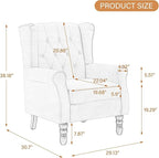 UIXE Faux Leather Accent Chair, High Back Upholstered Armchair for Living Room, Wingback Arm Chair Comfy Single Sofa Bedroom Reading Seat with Solid Wood Legs - Brown