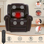 EONIX Classic Dual Motor Power Lift Recliner Chair for Elderly, 400lbs Heavy Duty Breathable Faux Leather Recliner with Heat and Massage, Lay Flat Lift Chair Recliner for Adults, SLRY005, Dark Brown
