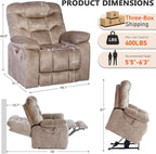 EONIX Oversized Big Man Power Lift Recliner Chair for Elderly with Heat and Massage, 400lbs Dual Motor Lay Flat Electirc Lift Chair with Extended Footrest, SLRY008063, Beige