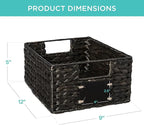 Best Choice Products Set of 4 9x12in Water Hyacinth Pantry Baskets, Woven Organizers w/Chalkboard Label, Chalk Marker - Black