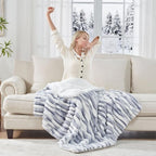 Westinghouse Electric Blanket Heated Throw, Super Cozy Luxury Faux Fur & Sherpa with 6 Heating Levels & 2-10 Hours Auto Off, Fast Heating & Overheat Protection, 50x60 Inch, Blue Gray