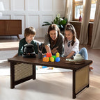 Foldable Japanese Floor Table Lightweight,No Assembly Required, Eco-Friendly Wood,Low Table for Sitting on the Floor, Perfect for Tatami,Meditation,Living Room Use (Walnut Color, 47.24 INCH)