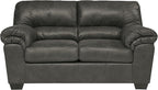 Signature Design by Ashley Bladen Faux Leather Loveseat, Gray