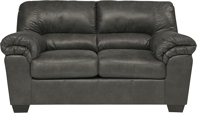 Signature Design by Ashley Bladen Faux Leather Loveseat, Gray