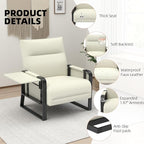 Upholstered Accent Chair, Modern Faux Leather Sofa Chair with Foldable Side Tray Table & Storage Pocket, Small Accent Sofa for Living Room, Bedroom, Reception Room, Beige