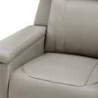Watson & Whitely Genuine Leather Electric Recliner Chairs for Adults, Lay Flat Recliner with Power Headrest & Chargers for Living Room, Light Grey