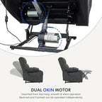FLEXISPOT XL5 Dual OKIN Motor Power Lift Recliner Chair for Elderly, Lay Flat Electric Recliner with Massage & Heat, USB Ports, Fabric Reclining Sofa for Living Room Bedroom, Grey