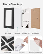 SONGMICS 4x6 Collage Picture Frames, 12-Pack Photo Collage Frame for Wall Decor, Glass Front, Assembly Required, Christmas Gift, Ink Black URPF22BK