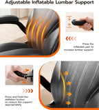 Office Desk Chair, Ergonomic Computer Chair with Padded Flip-Up Arms and Adjustable Lumbar Support, PU Leather Executive Chair with Tilt Lock and 360° Swivel Rolling Wheels for Work, Study