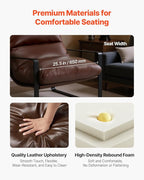VEVOR Accent Chair, Modern PU Leather Armchair, Cozy Upholstered Chair, with Soft Foam Cushioning, Sturdy Metal Frame, and Detachable Cushion, for Living Room, Bedroom, Reading Room, Office, Brown