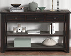 LKTART Solid Wood Console Table,Sofa Table with Storage Drawers and Bottom Shelf,Entryway Table for Entry Hallway Foyer,Easy Assembled (48.8" Distressed Black)