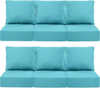 Luxury 22x24/22x25 6-Inch Outdoor Deep Seat Cushions Set of 6 - Comfortable Patio Zipper Chair Cushion for Wicker Dining Rocking Gilider Loveseat Couch Sectional Sofa - Turquoise
