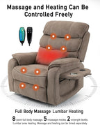 Power Lift Lazy Boy Recliner Chair, 2 Motor Flat Recliner, Nursing Lift Chair with Massage and Lumbar Heating, Adult Power Recliner with Side Pockets, Folding Table, Remote Control