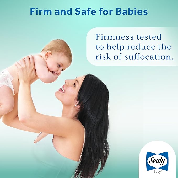 Sealy Baby Flex Cool 2 Stage Breathable Crib Mattress with Toddler Bed Fit, Waterproof & Airy Cotton Cover, 204 Premium Coils, GREENGUARD Gold Certified, Safety & Quality Tested, Made in USA, 52x28"