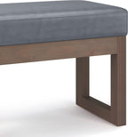 SIMPLIHOME Milltown 27 inch Wide Contemporary Rectangle Footstool Ottoman Bench in Stone Grey Vegan Faux Leather, Assembled, For the Living Room and Bedroom