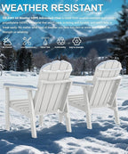 Adirondack Chair Set of 6, All Weather HDPE Fire Pit Chairs, Oversized Plastic Adirondack Chair for Outdoor, Balcony, Deck, Backyard, Patio, Garden, Poolside, Lawn White