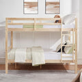 Softa Full Over Full Bunk Bed with Thick Posts,Wooden Bunk Bed with High Guardrail and Ladder for Kids, Teens, Dorm Rooms, and Guest Rooms,No Box Spring Needed, Natural