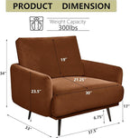 Oversized Accent Chair for Living Room Chairs Reading Arm Chair Comfy Modern Single Sofa Side Chairs with Metal Legs & Soft Cushion for Bedroom, Waiting Room (Velvet Reddish, Set of 1)