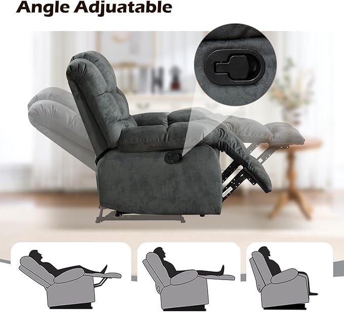 EBELLO Reclining Sofa Furniture Set, Loveseat Recliner Sofa and 3PC Bonded Manual Recliner Set for Living Room, Grey Green (Loveseat+Sofa)
