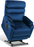 EONIX Wide Lay Flat Power Lift Recliner Chair for Elderly, Heavy Duty Oversized Fabric Lift Chairs Recliner Sofa with Heat and Massage and Charging Ports, Chenille Blue