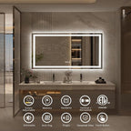 60x30 Inch LED Bathroom Mirror for Wall, Illuminated Vanity Mirror with Lights, Dimmable, Anti-Fog, Shatter-Proof, ETL Listed (Backlit and Front Lighted)