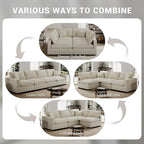 Cloud Couches Linen Sleeper Sofa Bed,Modern Sectional Sofa Couch for Living Room,Cushion Covers Removable,Cozy Feather Down Sofa for Apartment Beige