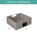 Best Choice Products Set of 4 13x12in Water Hyacinth Pantry Baskets, Woven Organizers w/Chalkboard Label, Chalk Marker - Gray