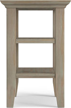 SIMPLIHOME Acadian 14-inch Wide Solid Wood Narrow End Table in Distressed Grey, Transitional-Style Side Table for Living Room, Bedroom, or Family Room with 2 Open Shelves