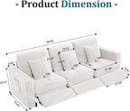 ORRD Power Reclining Sectional Sofa, Electric 3 Seat Recliner with 3 Electric Footrest and Adjustable Headrest, Modern Plush Corduroy Fluffy Reclining Sectional with Deep Seat for Living Room-White