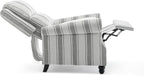 Pushback Recliner Chairs Set of 2, Comfy Fabric Wingback Recliner Chair, Upholstered Armchair Push Back Recliner with Wood Legs, Rivet Trim Accent Chair for Living Room, Bedroom, Gray Stripe