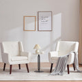 HUIMO Upholstered Accent Chairs Set of 2,Button-Tufted Reading Comfy Living Room Chair with Wooden Legs,Mid Century Modern Chair with Linen Fabric,Club Chair Comfy Arm Chairs for Bedroom,Beige