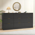 Dresser for Bedroom with 9 Drawer, 63” Long Black Dresser Modern Chest of Drawers with Metal Handle, Wood TV Stand Storage Organizer for Bedroom, Living Room, Black