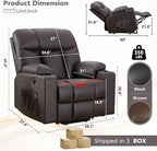 ANJ Brown Power Lift Recliner Chair for Elderly with Heat & Massage, Faux Leather Electric Recliner Sofa with Cup Holders, USB Port & Side Pockets, Heavy Duty Reclining Chair for Seniors