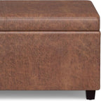 SIMPLIHOME Avalon 54 Inch Wide Contemporary Rectangle Extra Large Storage Ottoman Bench in Distressed Saddle Brown Vegan Faux Leather, Assembled, For the Living Room, Entryway and Family Room