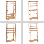 SONGMICS Bamboo Storage Shelf, 5-Tier Shelving Unit, Multifunctional, in The Entryway, Bathroom, Living Room, Balcony, Kitchen, 10.2 x 23.6 x 51.2 Inches, Light Bamboo UBCB35Y