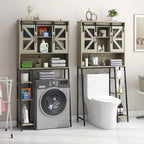 Over The Toilet Storage Cabinet, Farmhouse Storage Cabinet Over Toilet with Sliding Barn Door，Home Space-Saving Toilet Rack, for Bathroom, Restroom, Laundry(Grey).