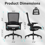CLATINA Office Chair Swivel Executive Chair, Adjustable Ergonomic Computer Chair with 3D Armrest and Lumbar Support, Mesh Backrest Task Chair for Home Office Conference Room, Studio, 2 Pack