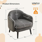 VINGLI 30.3" Wide Modern Barrel Accent Armchair with Track Armrest, Solid Wooden Legs, Comfy Upholstered Club Chair, Round Single Home Sofa for Living Room, Bedroom, Reading Room, Corduroy Grey