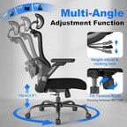 ZZH Ergonomic Office Chair, High Back Home Desk Chair with Adjustable Lumbar Support, Headrest, Flip-Up Arms, 90-135° Tilt Lock and Wide Cushion, Big and Tall Mesh Computer Seating with Wheels